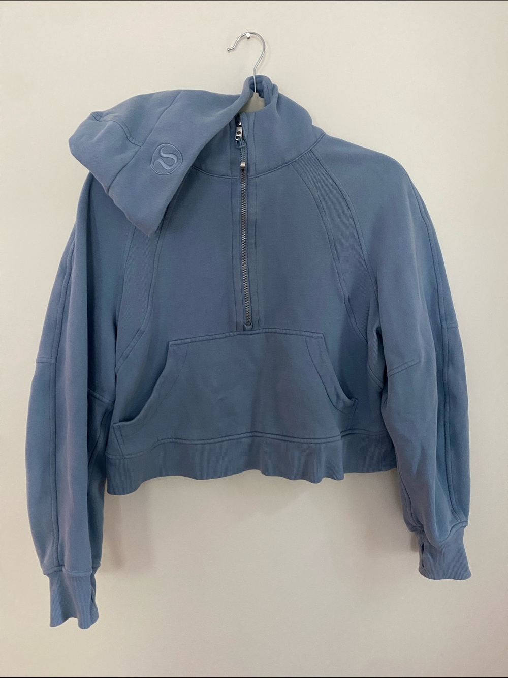 lululemon athletica Blue Half-Zip Cropped Hoodie
